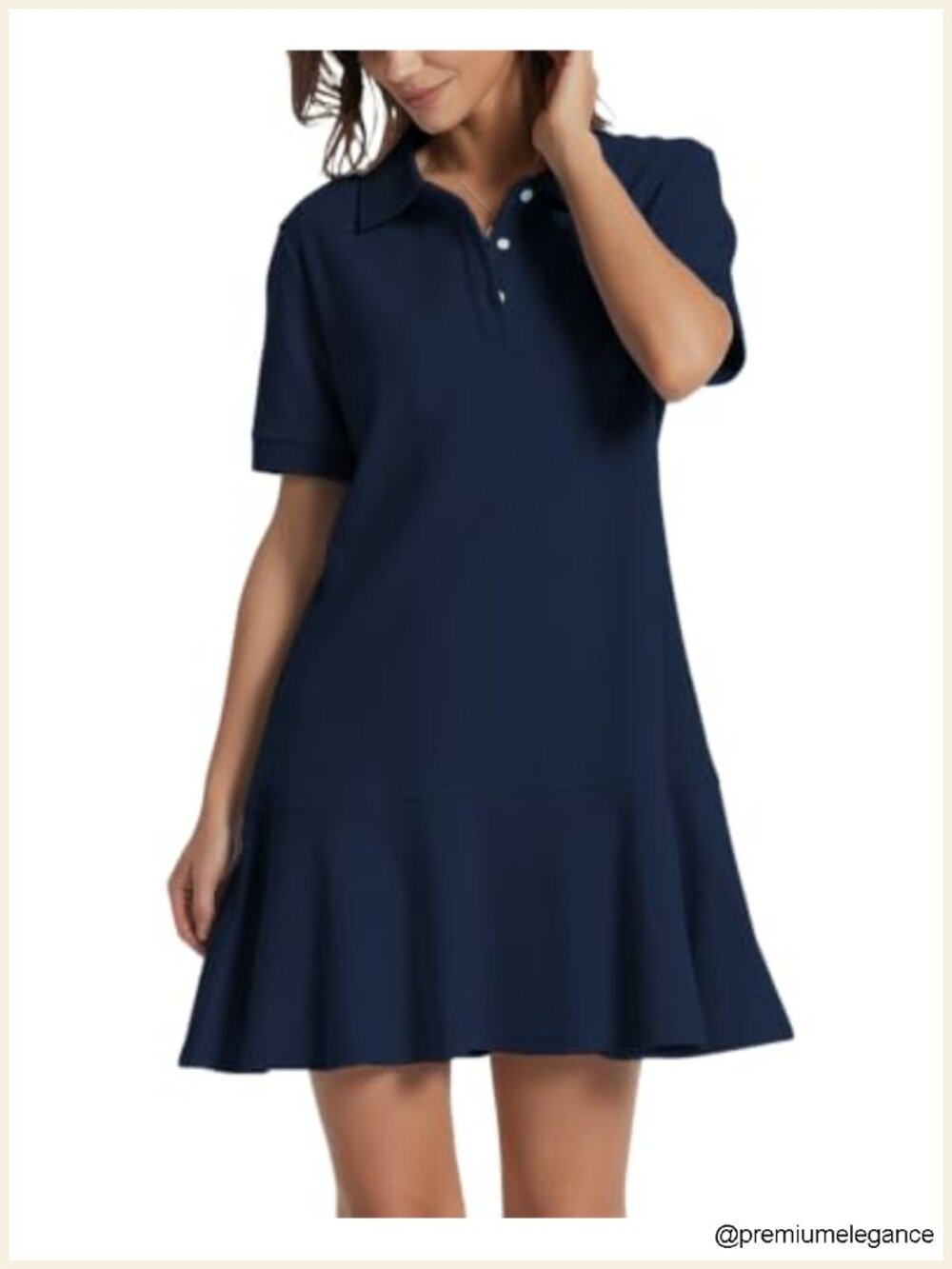 Women's Polo Dress Short Sleeve Ruffle Athletic Mini Dress Cotton Blend